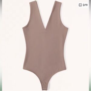 Abercrombie & Fitch Brown Seamless V-Neck Bodysuit
